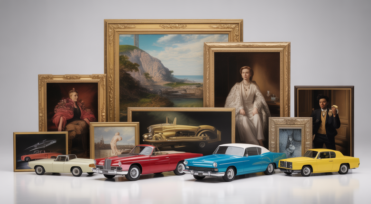 High end estate auction scene with luxury properties and collectibles on display for Indian investors