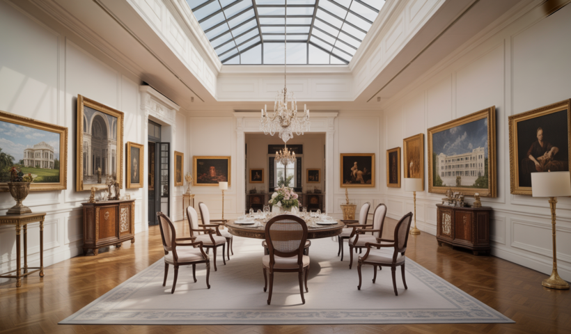 Hero image of luxury estate auction featuring high-end real estate and fine art in a professional auction environment