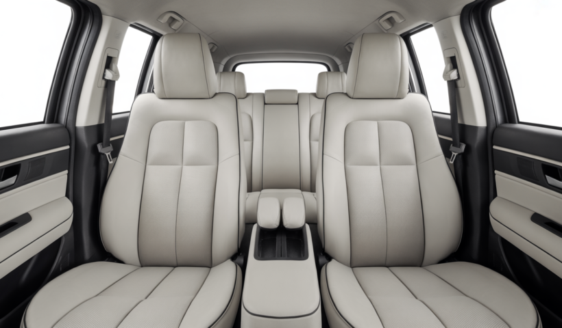 Clean and professionally detailed car interior showing spotless front seats with fresh upholstery